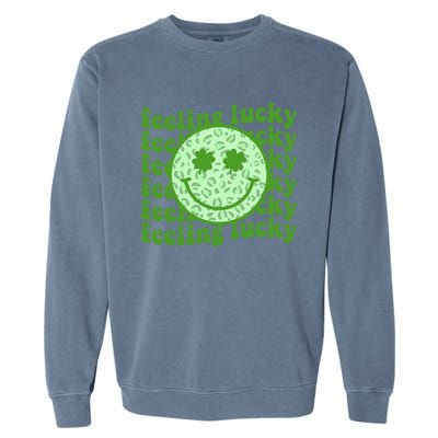 Smiling Face Shamrock Green Clover   Garment-Dyed Sweatshirt