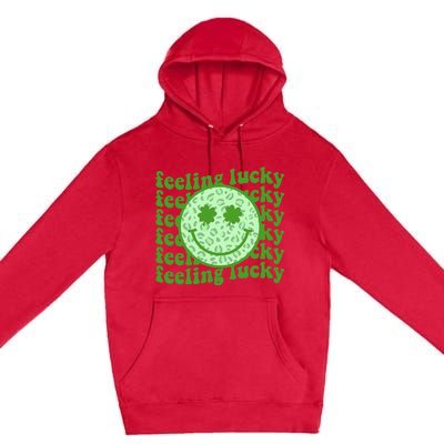 Smiling Face Shamrock Green Clover   Premium Pullover Hoodie