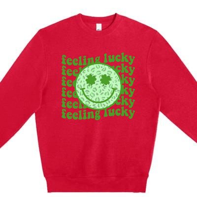 Smiling Face Shamrock Green Clover   Premium Crewneck Sweatshirt