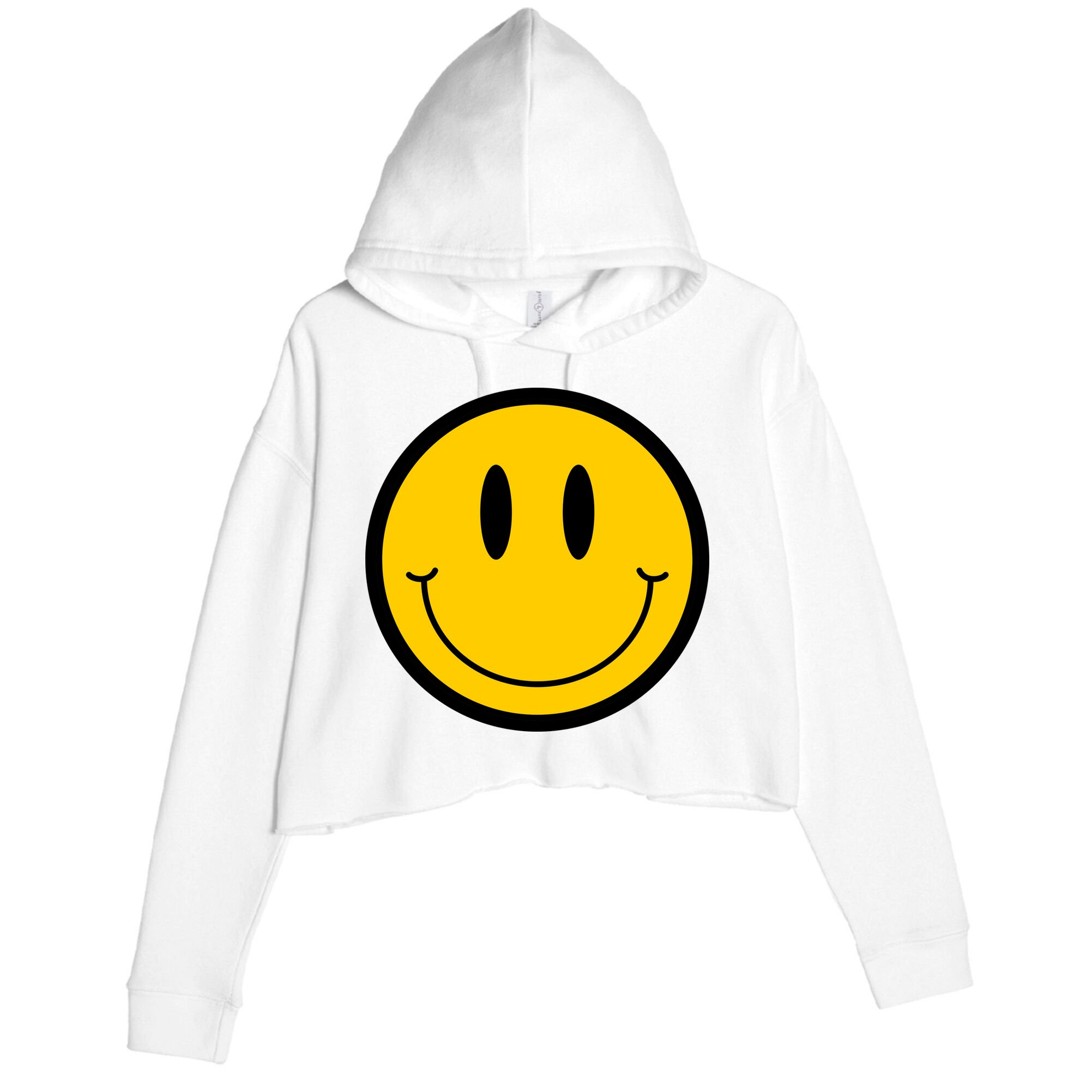 Smiley Face Crop Fleece Hoodie