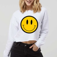Smiley Face Cropped Pullover Crew