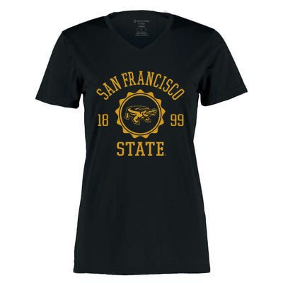 San Francisco State Gators Stamp Logo Women's Momentum V-Neck T-Shirt