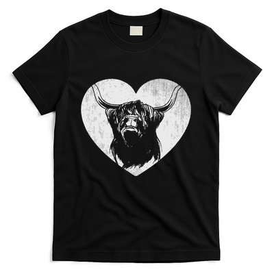Scotland Farm Scotsman Farmer Highland Cattle Heart Ranch T-Shirt