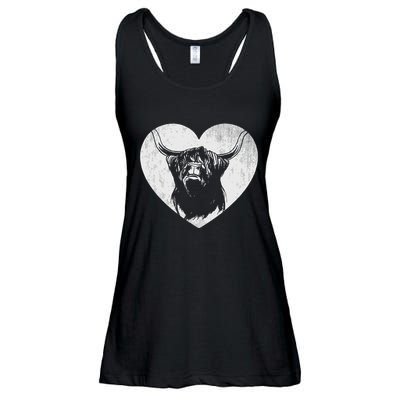 Scotland Farm Scotsman Farmer Highland Cattle Heart Ranch Ladies Essential Flowy Tank
