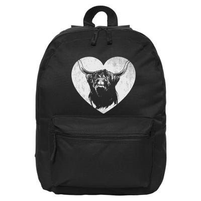 Scotland Farm Scotsman Farmer Highland Cattle Heart Ranch 16 in Basic Backpack
