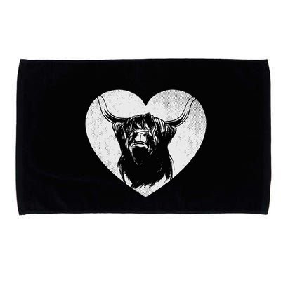 Scotland Farm Scotsman Farmer Highland Cattle Heart Ranch Microfiber Hand Towel