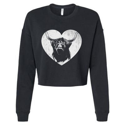 Scotland Farm Scotsman Farmer Highland Cattle Heart Ranch Cropped Pullover Crew