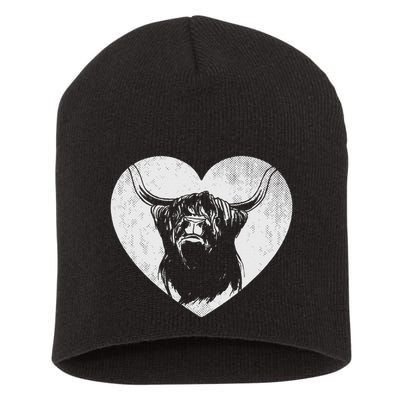 Scotland Farm Scotsman Farmer Highland Cattle Heart Ranch Short Acrylic Beanie