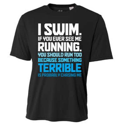 Swimming Funny Swimmer I Swim Cooling Performance Crew T-Shirt