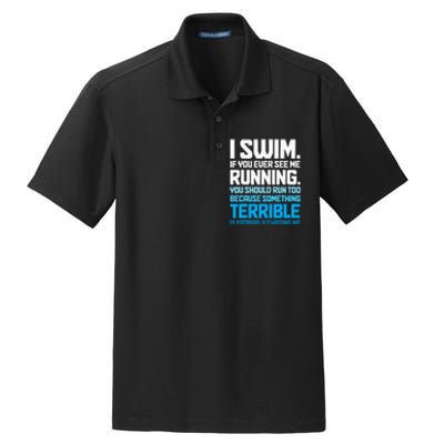 Swimming Funny Swimmer I Swim Dry Zone Grid Polo