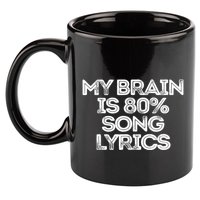 Sarcastic Funny Saying My Brain Is 80% Song Lyrics 11oz C Handle Ceramic Mug