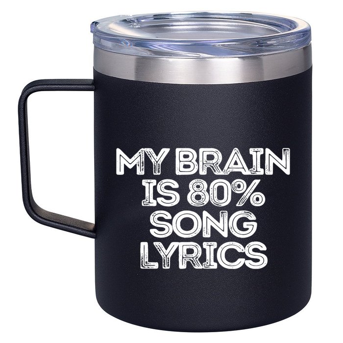 Sarcastic Funny Saying My Brain Is 80% Song Lyrics 12oz Stainless Steel Coffee Mug