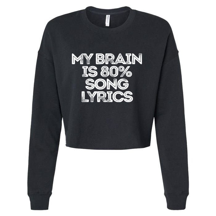 Sarcastic Funny Saying My Brain Is 80% Song Lyrics Cropped Pullover Crew