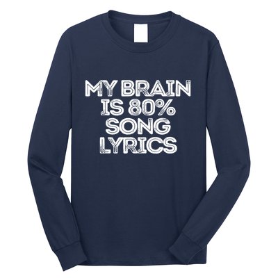 Sarcastic Funny Saying My Brain Is 80% Song Lyrics Long Sleeve Shirt