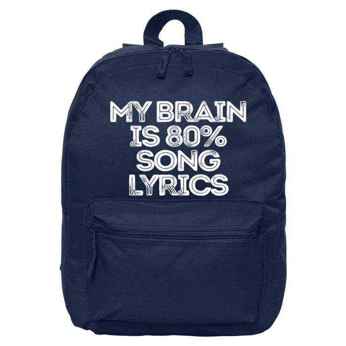 Sarcastic Funny Saying My Brain Is 80% Song Lyrics 16 in Basic Backpack