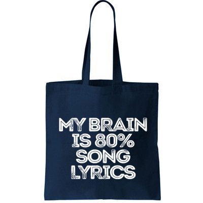 Sarcastic Funny Saying My Brain Is 80% Song Lyrics Bag