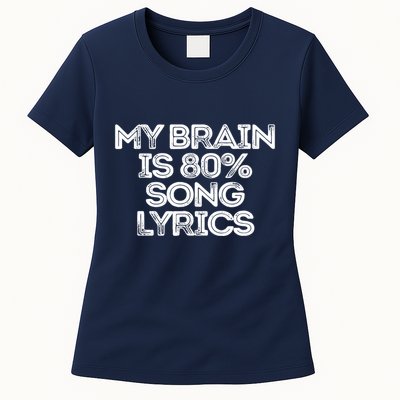 Sarcastic Funny Saying My Brain Is 80% Song Lyrics Womens T-Shirt