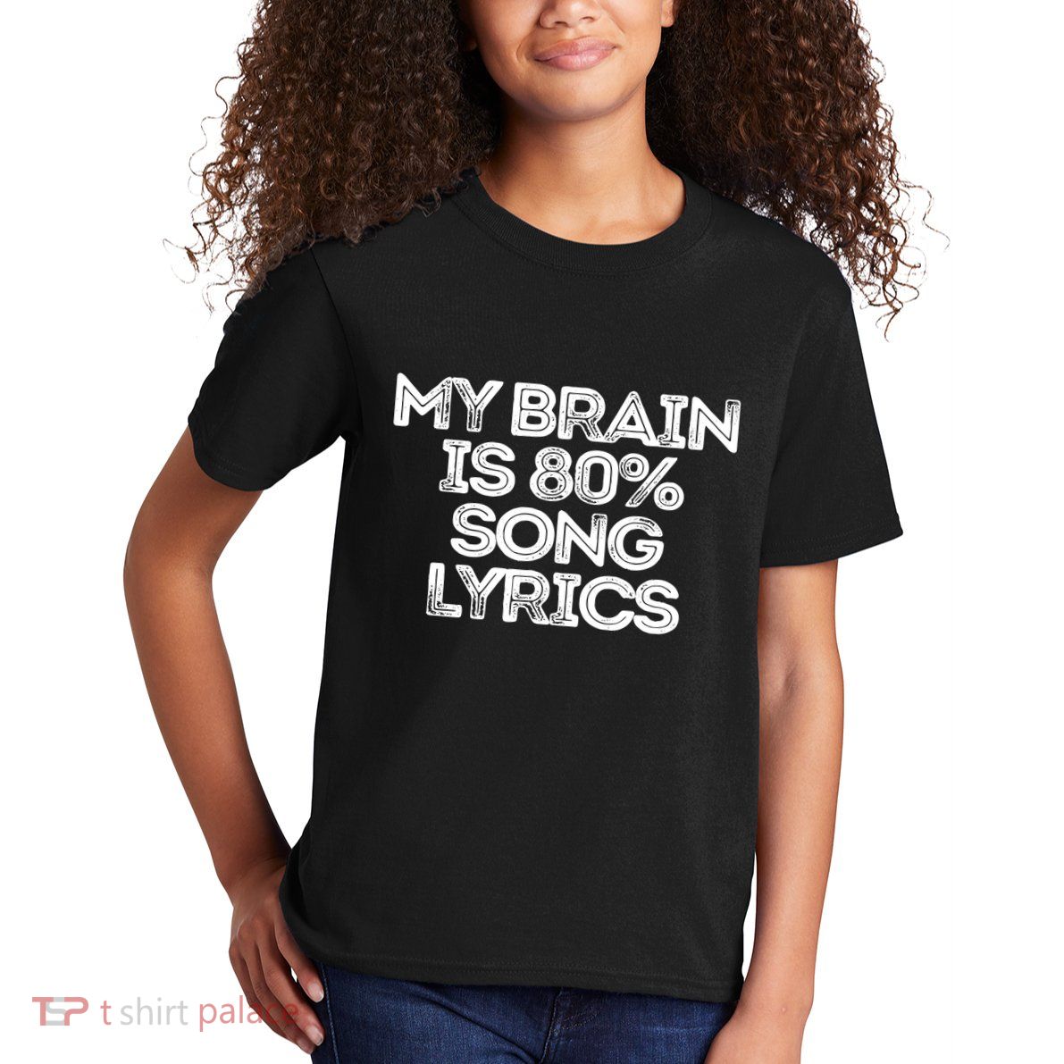 Sarcastic Funny Saying My Brain Is 80% Song Lyrics Kids T-Shirt