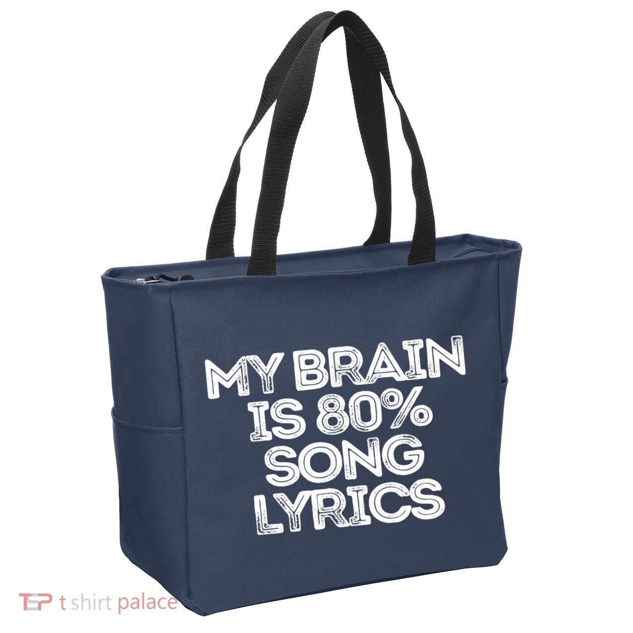 Sarcastic Funny Saying My Brain Is 80% Song Lyrics Zip Tote Bag