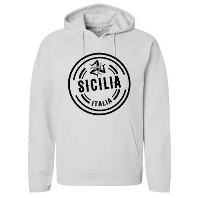 Sicilia Flag Sicily Palermo Italy Performance Fleece Hoodie