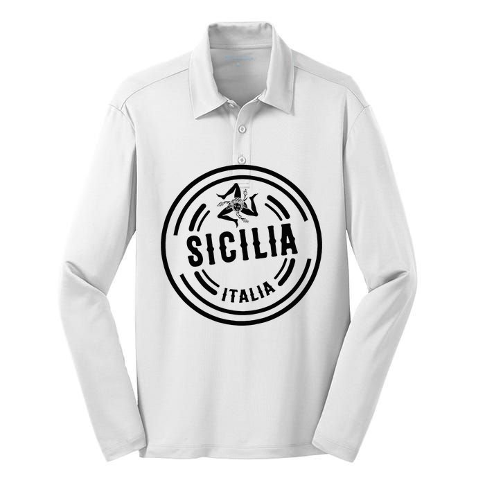 Sicilia Flag Sicily Palermo Italy Silk Touch Performance Long Sleeve Polo