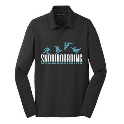 Snowboarding funny Snowboard Snowboarders slopes Silk Touch Performance Long Sleeve Polo