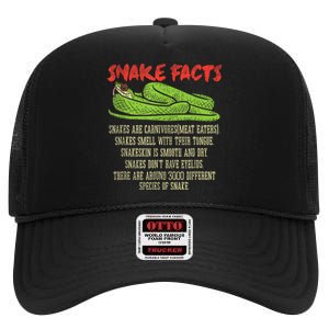 Snake Facts Snake Lover Reptile Lover High Crown Mesh Back Trucker Hat