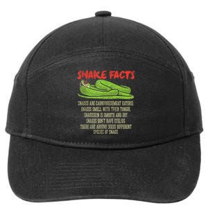 Snake Facts Snake Lover Reptile Lover 7-Panel Snapback Hat