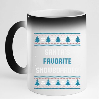 Santas Favorite Snowboarder Christmas Snowboard Funny Cool Gift 11oz Black Color Changing Mug