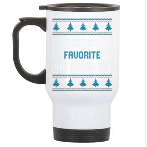 Santas Favorite Snowboarder Christmas Snowboard Funny Cool Gift Stainless Steel Travel Mug