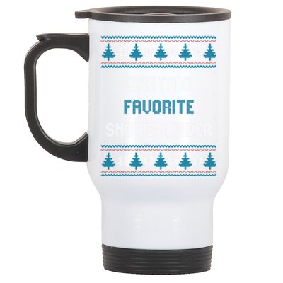 Santas Favorite Snowboarder Christmas Snowboard Funny Cool Gift Stainless Steel Travel Mug