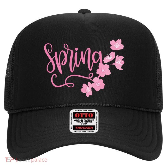 Spring Flower High Crown Mesh Back Trucker Hat