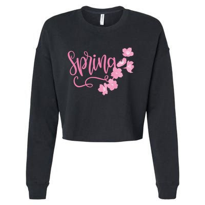 Spring Flower Cropped Pullover Crew