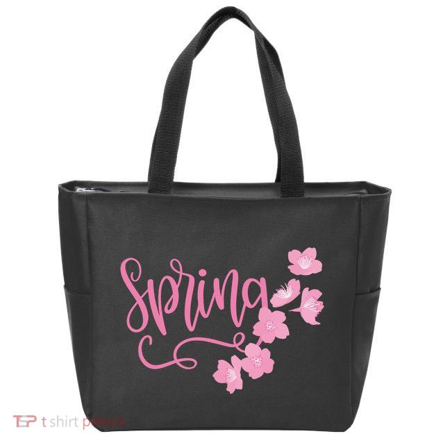Spring Flower Zip Tote Bag