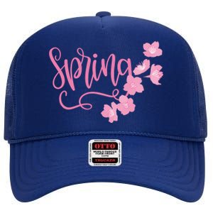 Spring Flower High Crown Mesh Back Trucker Hat