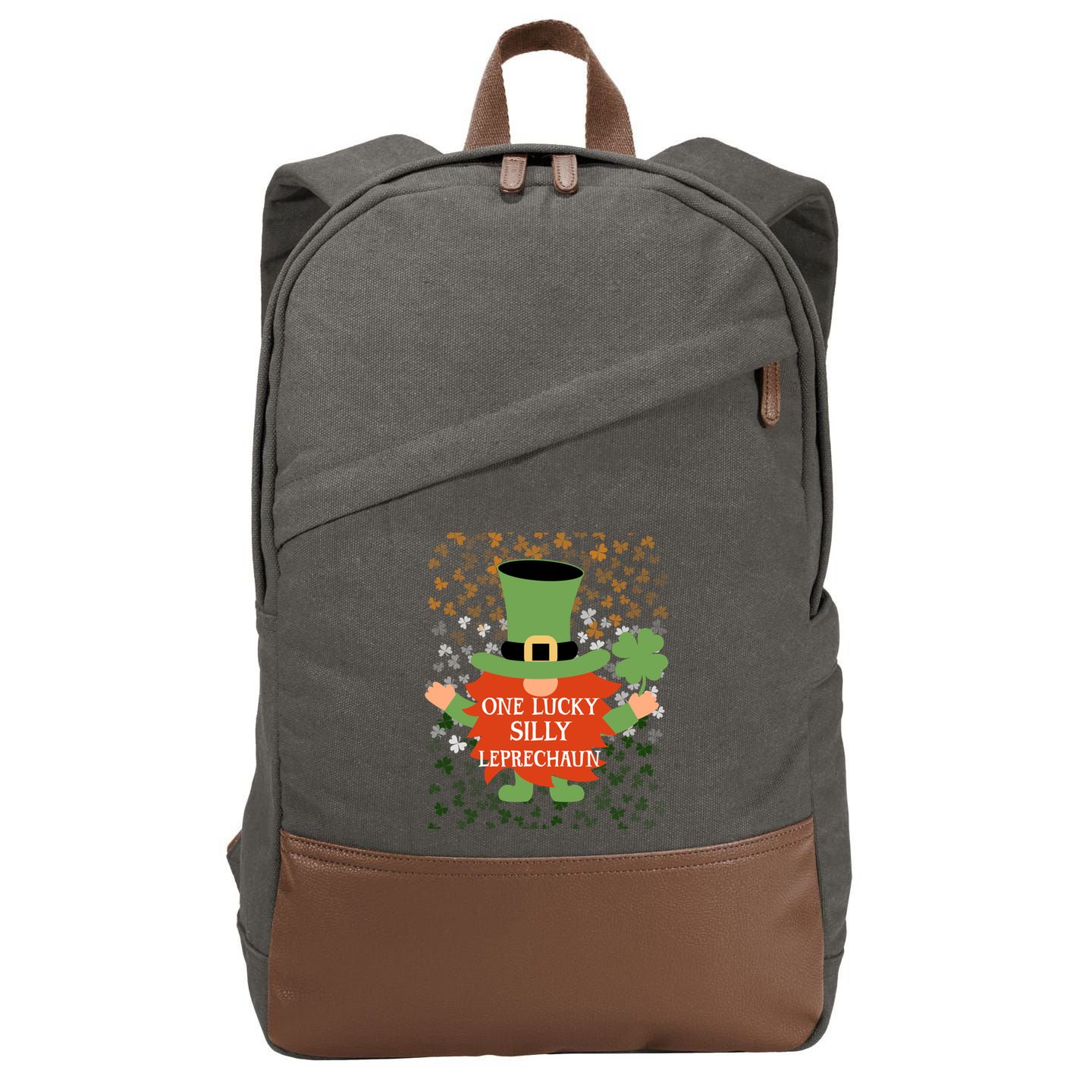 Silly Funny St PatrickS Day Lucky Gnome Family Matching Gift Cotton Canvas Backpack