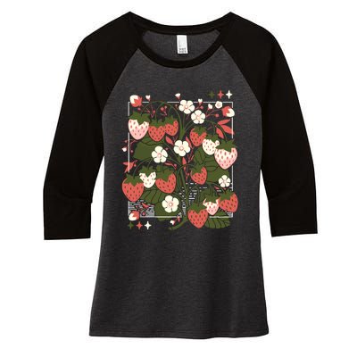 Strawberry Fields Women's Tri-Blend 3/4-Sleeve Raglan Shirt