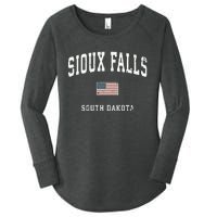 Sioux Falls South Dakota Sd Vintage American Flag Sports Hoodie Women's Perfect Tri Tunic Long Sleeve Shirt