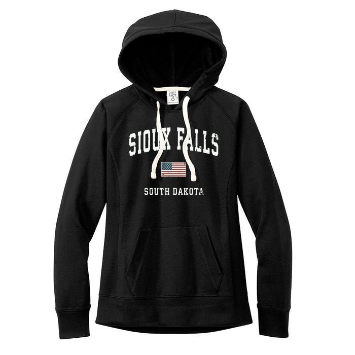 Sioux Falls South Dakota Sd Vintage American Flag Sports Hoodie Women's Fleece Hoodie