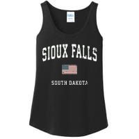 Sioux Falls South Dakota Sd Vintage American Flag Sports Hoodie Ladies Essential Tank