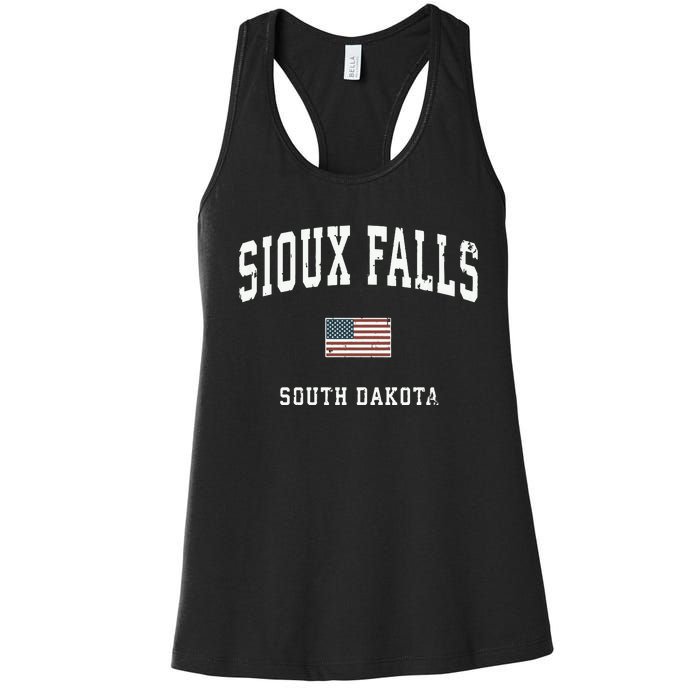 Sioux Falls South Dakota Sd Vintage American Flag Sports Hoodie Women's Racerback Tank