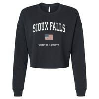 Sioux Falls South Dakota Sd Vintage American Flag Sports Hoodie Cropped Pullover Crew