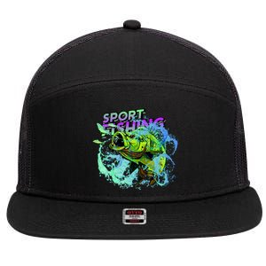 Sport Fishing 7 Panel Mesh Trucker Snapback Hat