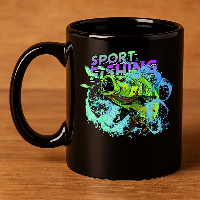 Sport Fishing 11oz C Handle Ceramic Mug