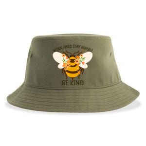 Sunflower Flower Sunshine Work Hard Stay Humble Gift Sustainable Bucket Hat