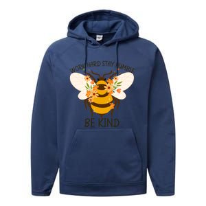 Sunflower Flower Sunshine Work Hard Stay Humble Gift Performance Fleece Hoodie