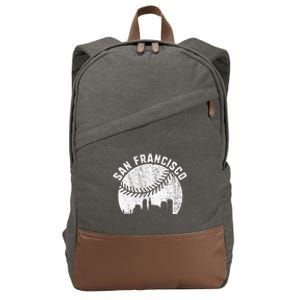 San Francisco Skyline Baseball California Baseball Cotton Canvas Backpack