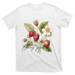 Summer Flower Strawberries Nature Lover Floral Wildflower T-Shirt