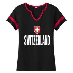 Swiss Flag Switzerland Souvenir Schweiz Gift Suisse Svizzera Ladies Halftime Notch Neck Tee