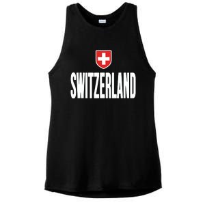 Swiss Flag Switzerland Souvenir Schweiz Gift Suisse Svizzera Ladies PosiCharge Tri-Blend Wicking Tank